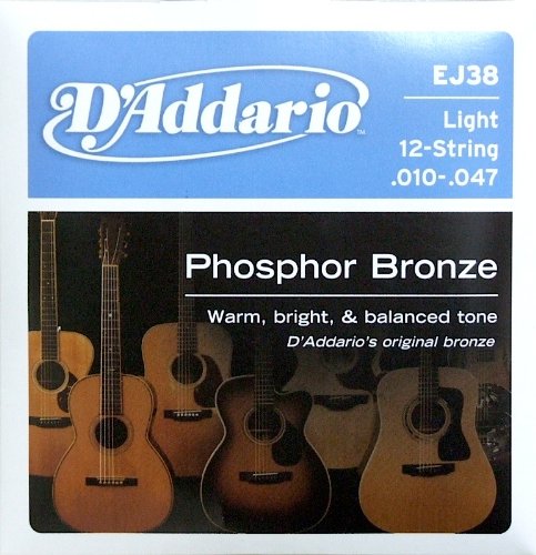 D'Addario EJ38 10-47 Light 12-String, Phosphor Bronze Acoustic Guitar Strings