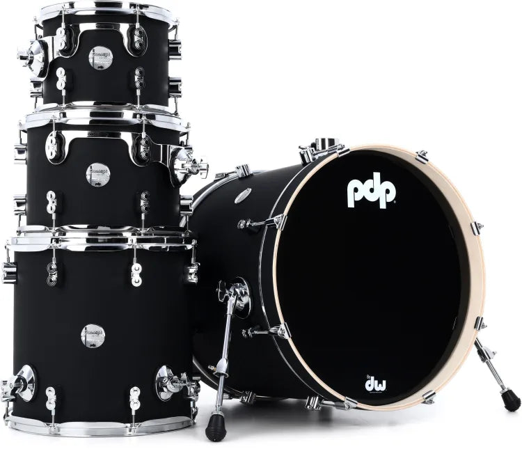 PDP PDCM20FNBK 4-Piece Concept Maple Finish Ply with Chrome Hardware Satin Black