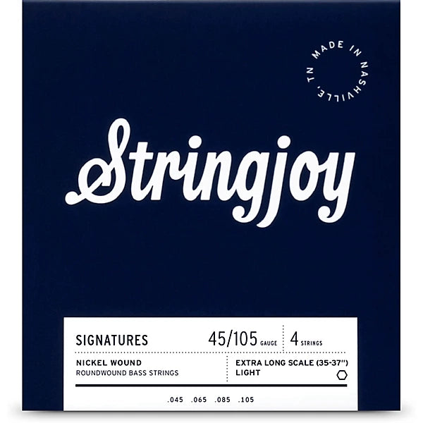 Stringjoy Light Gauge (45-105) 4 String Long Scale Nickel Wound Bass Guitar Strings