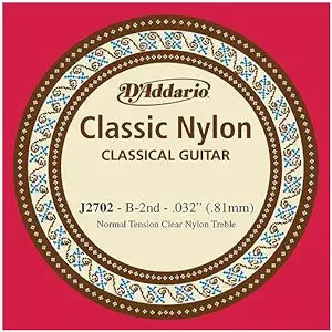 D'Addario J2702 Student Nylon Classical Guitar Single String, Normal Tension, Second String