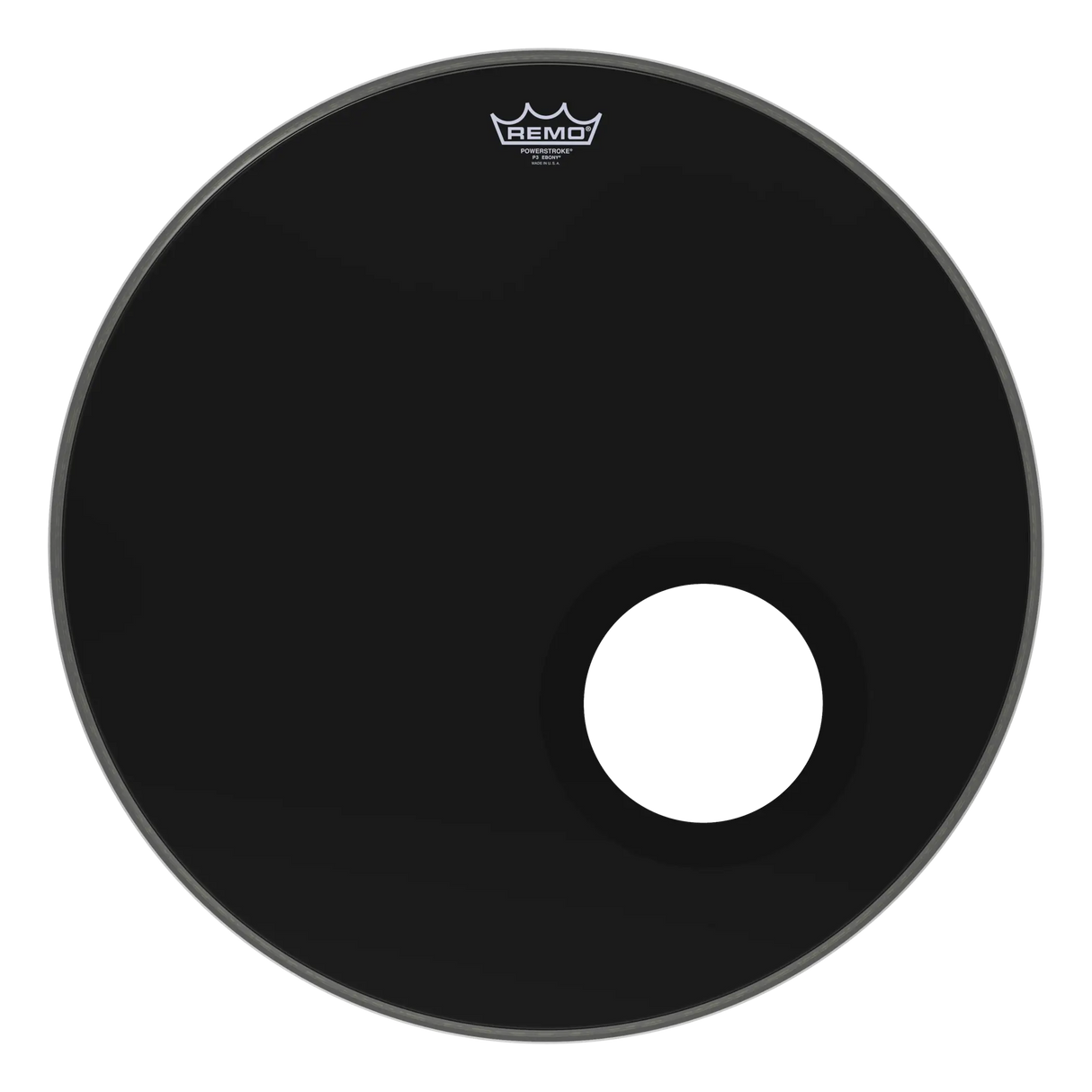 Remo Powerstroke P3 Ebony 22" Resonant Bass Drumhead with 5" Mic Hole
