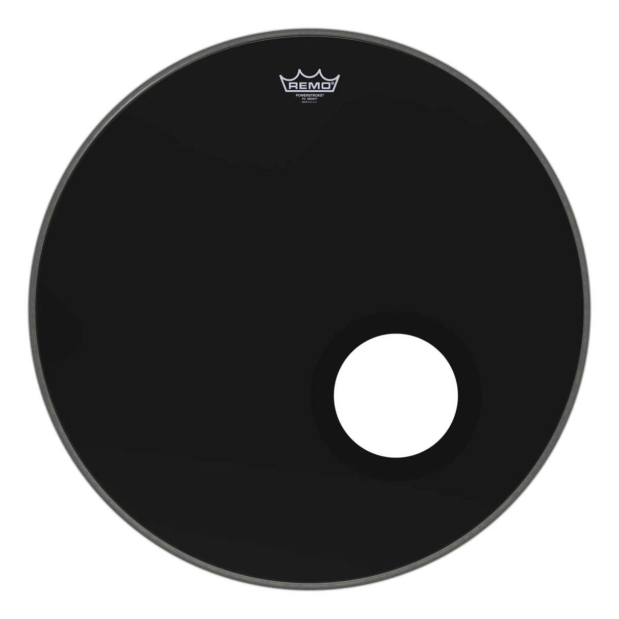 Remo Powerstroke P3 Ebony 24" Resonant Bass Drumhead with 5" Mic Hole