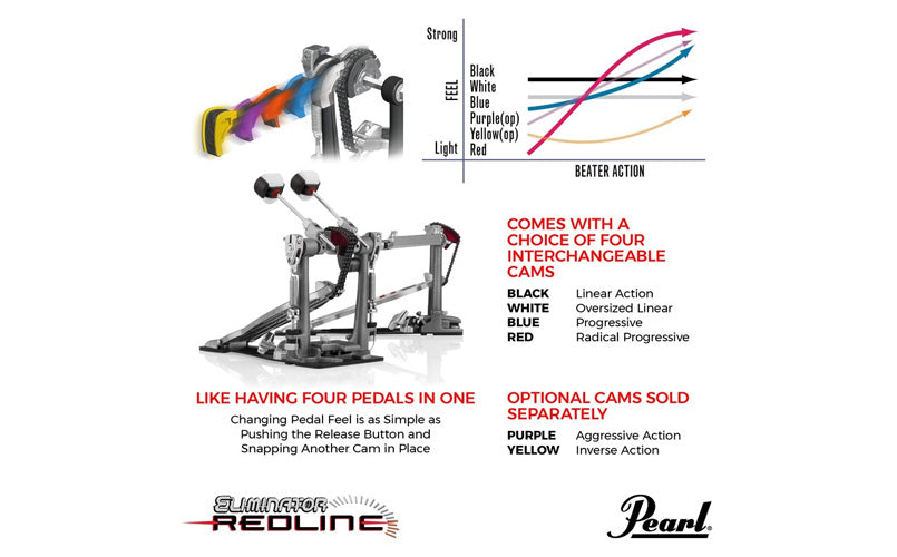 Pearl Eliminator Redline Chain Drive Double Pedal w/ Case