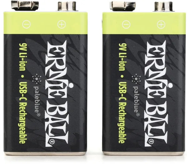 Ernie Ball USB-C Rechargeable 9v Battery by Paleblue - 2-pack