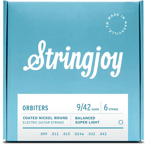 Stringjoy Orbiters | Balanced Super Light Gauge (9-42) Coated Nickel Wound Electric Guitar Strings