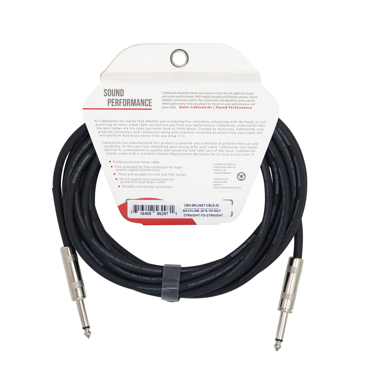 Gator 20 Foot Strt to Strt instrument Cable