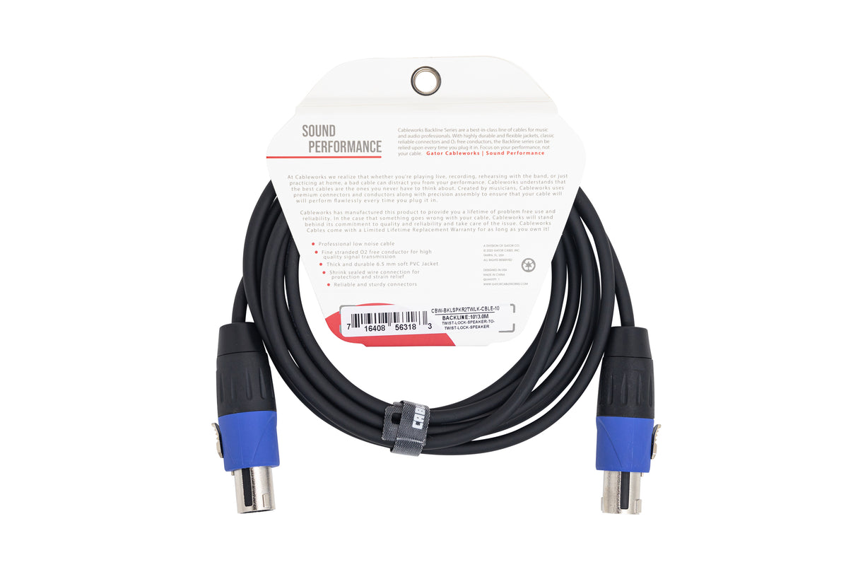 Gator 10 Foot Twist Lock Connector Speaker Cable