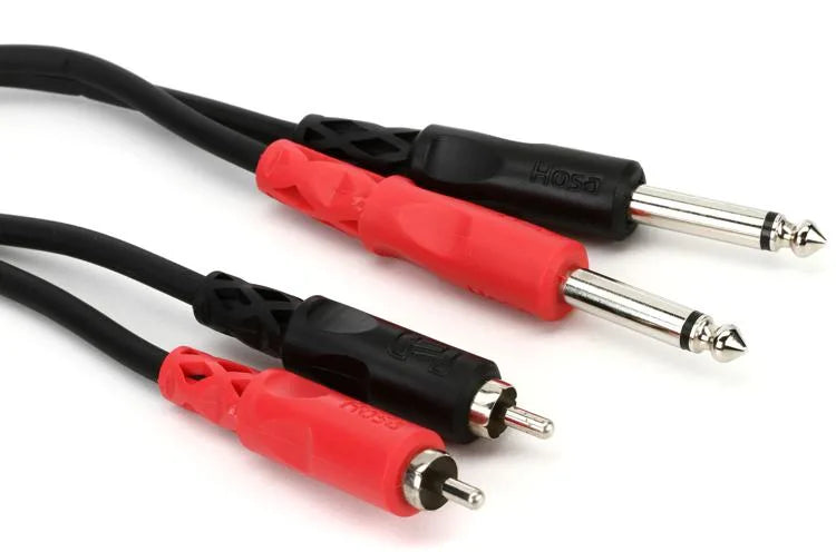 Hosa CPR-201 Stereo Interconnect Cable - Dual 1/4-inch TS Male to Dual RCA Male - 3.3 foot