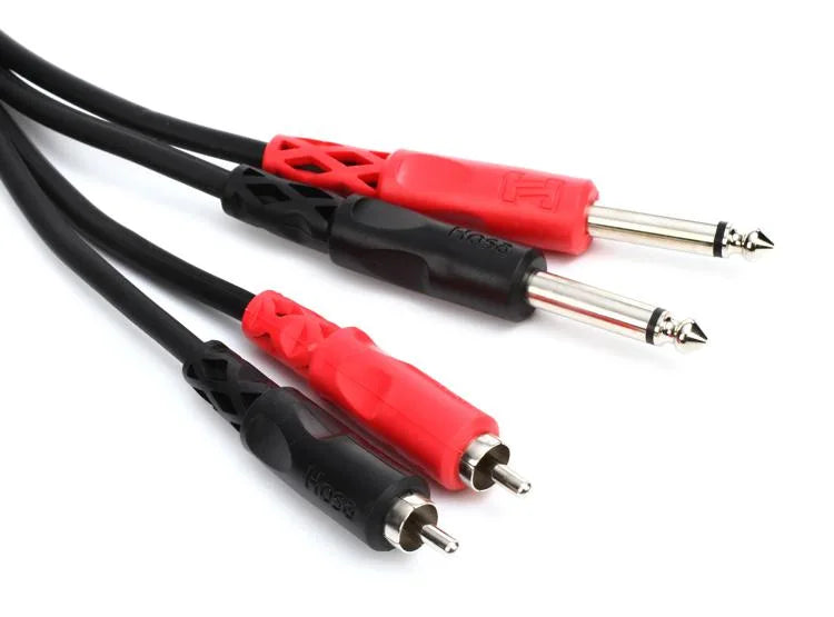 Hosa CPR-202 Stereo Interconnect Cable - Dual 1/4-inch TS Male to Dual RCA Male - 6.6 foot