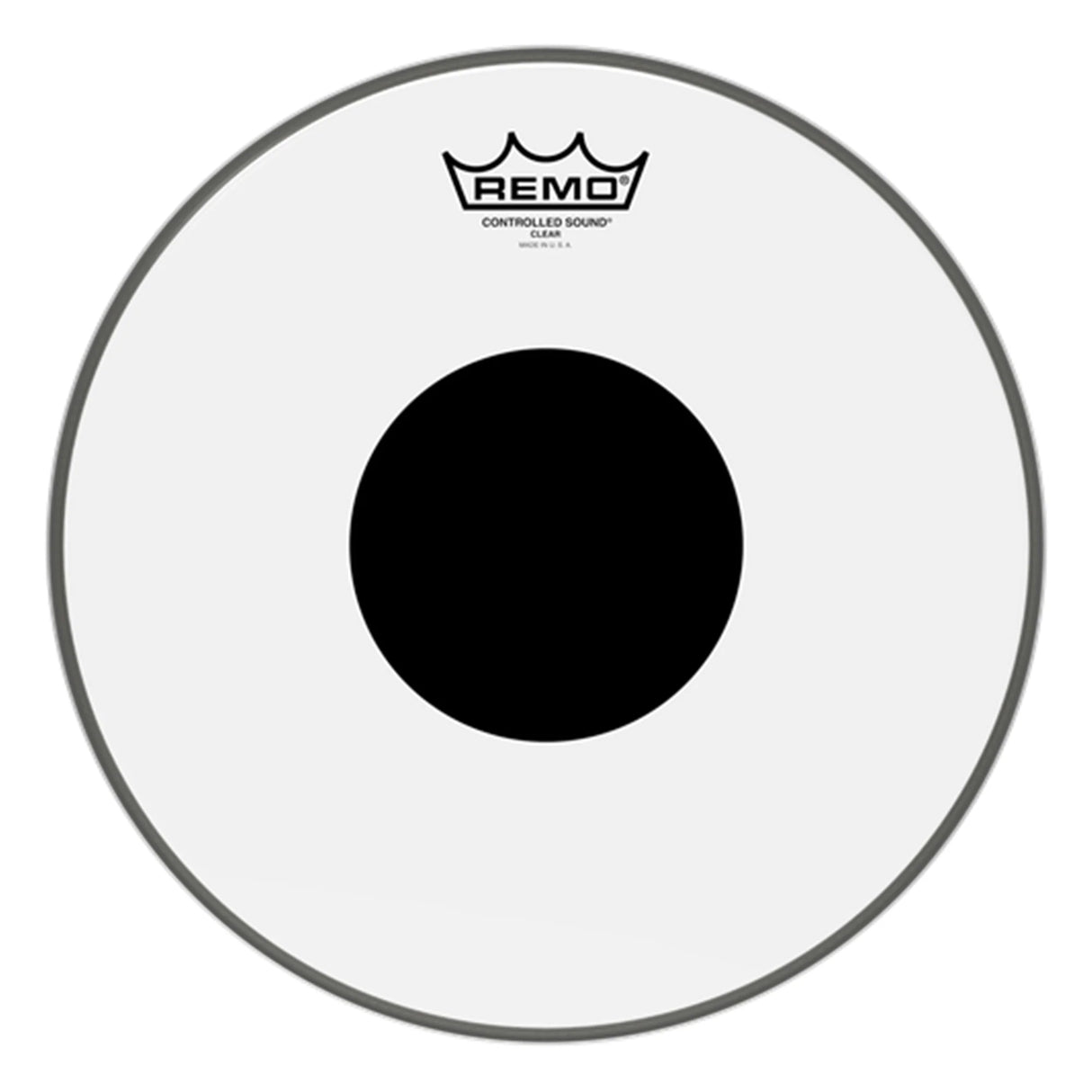 REMO Batter, CONTROLLED SOUND®, Clear, 12" Diameter, BLACK DOT™ On Top