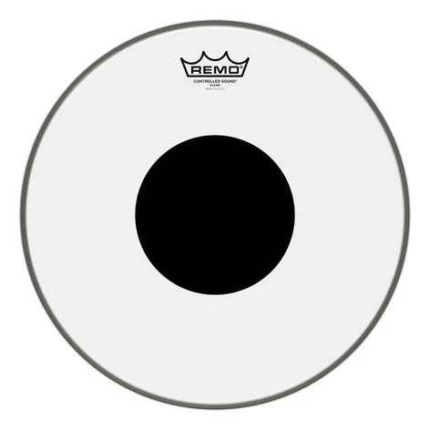 REMO Batter, CONTROLLED SOUND®, Clear, 13" Diameter, BLACK DOT™ On Top