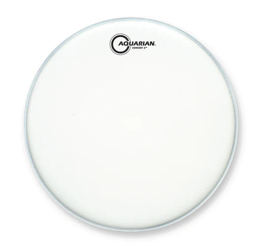 Aquarian 14" Concert 5 White Texture Coated 5 mil Single Ply Sensitive Snare Batter Drumhead