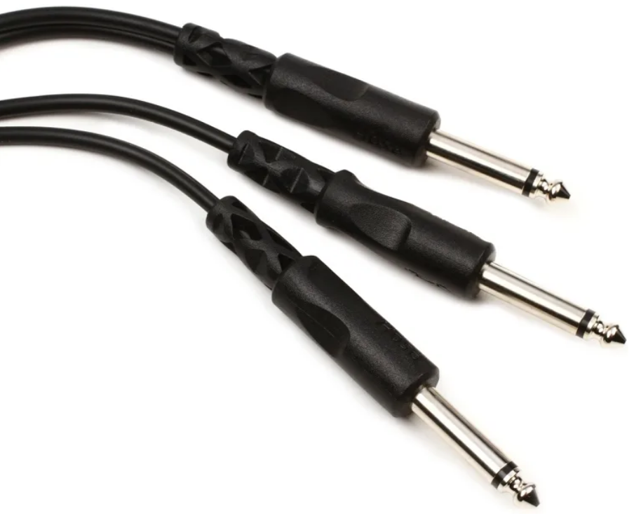 Hosa CYP-103 Y Cable - 1/4-inch TS Male to Dual 1/4-inch TS Male - 3 foot