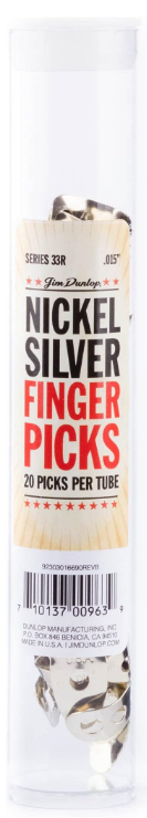 Dunlop Nickel .015" Finger Picks Tube of 20