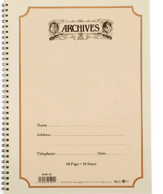 D'Addario Archives Spiral Bound Manuscript 10 Stave 48 Page Notebook
