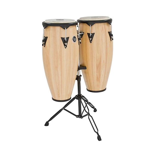 LP City Conga Set with Double Stand Natural Wood 10" and 11"