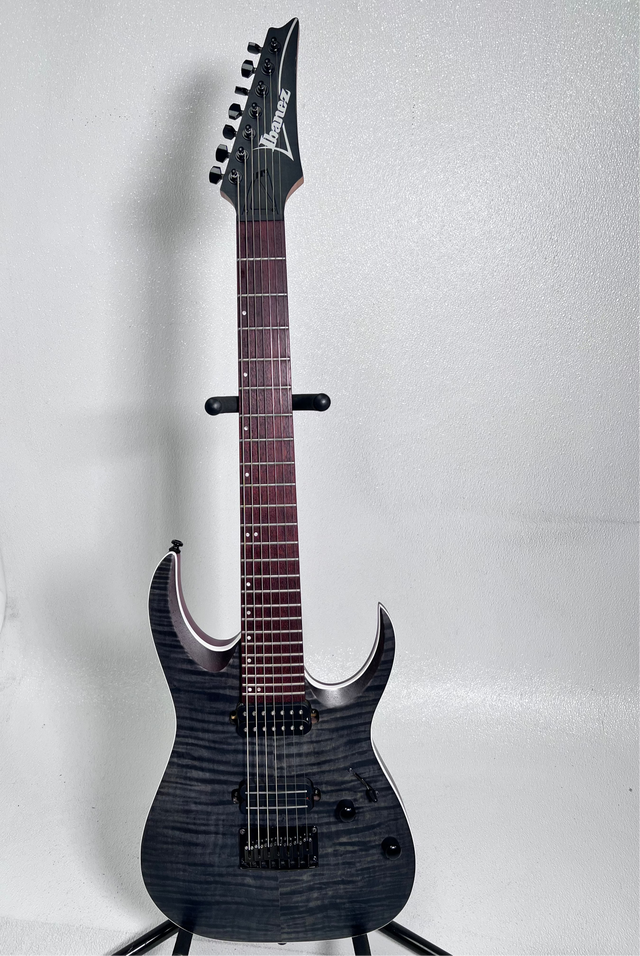 Used Ibanez RGA 742FM 7 String Transparent Grey Flat – Skip's Music