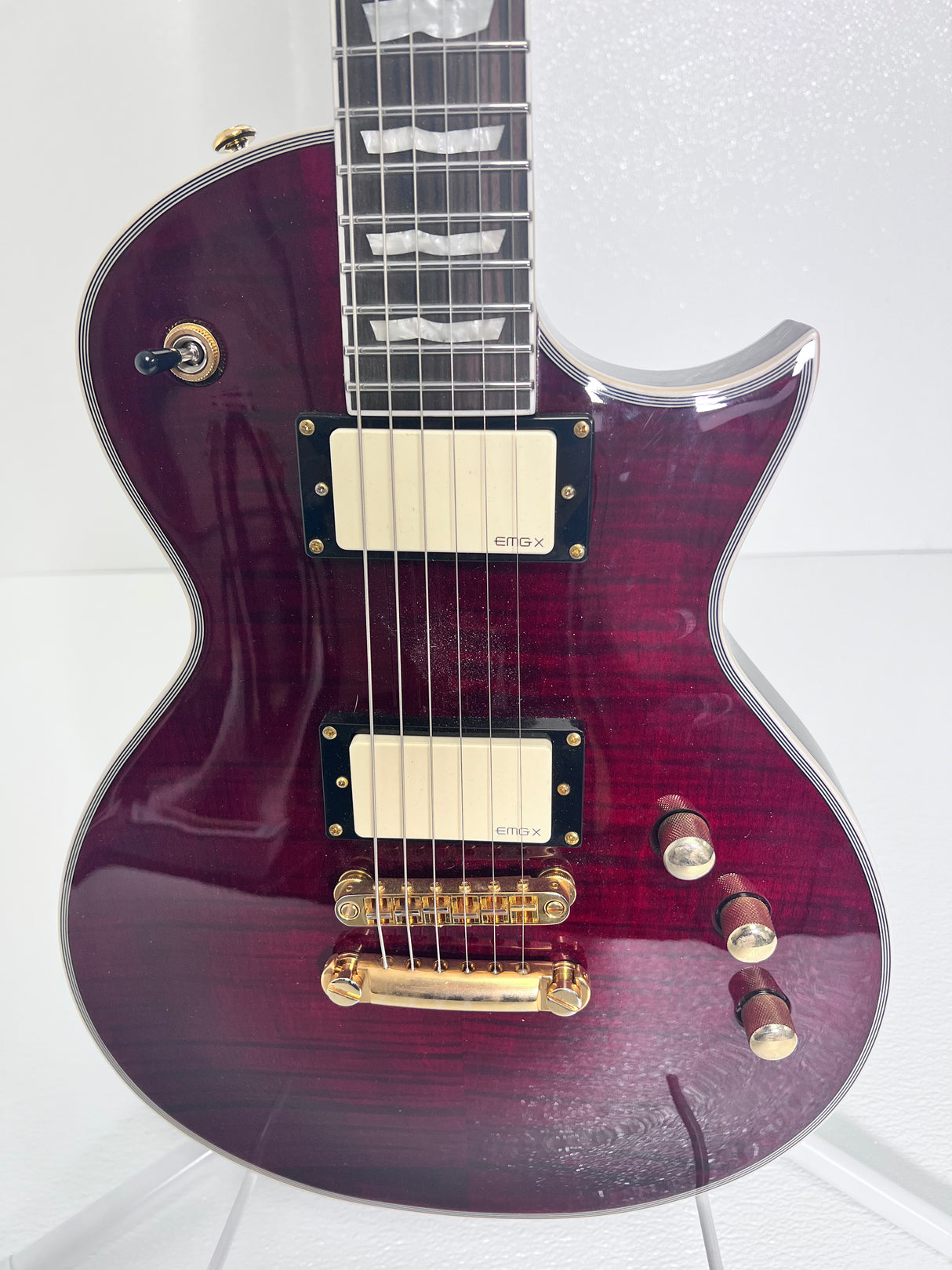 Used ESP LTD EC-1000T  Deluxe - See through Black Cherry w/case & EMG Pick ups