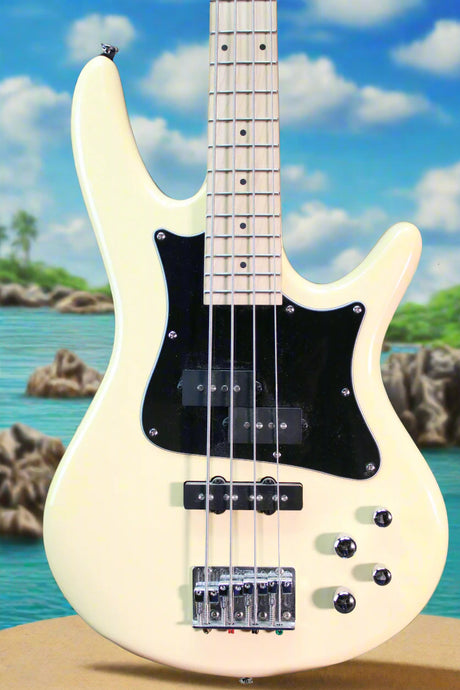 USED Ibanez SRMBD200K Medium scale bass guitar, Ivory (AVAIL022025)