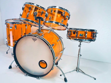 Used Ludwig 5 pc 1970's Vistalite Orange Amber