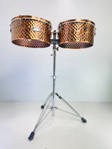 Used Toca Pro Line Hand Hammered Timbales W/Stand & Bag