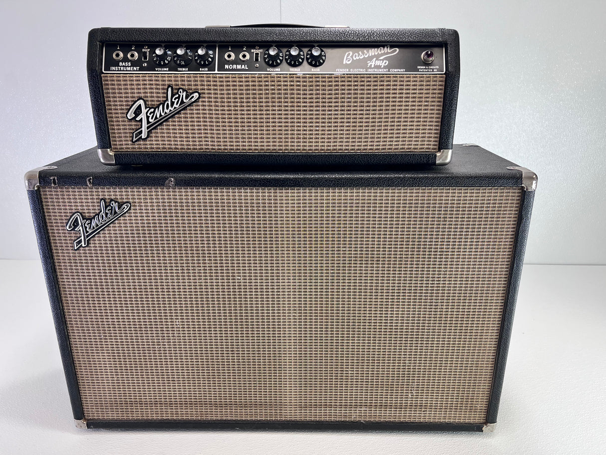 Used Fender April 1965 Bassman 2 Channel 50 Watt Head & Cab Stack W/Original Covers