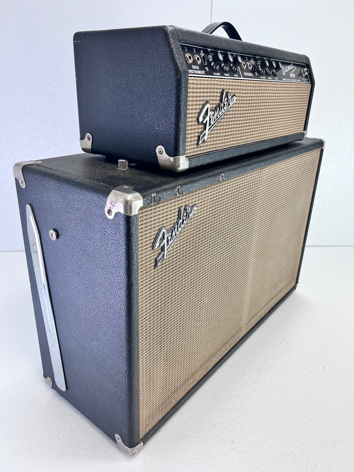Used Fender April 1965 Bassman 2 Channel 50 Watt Head & Cab Stack W/Original Covers