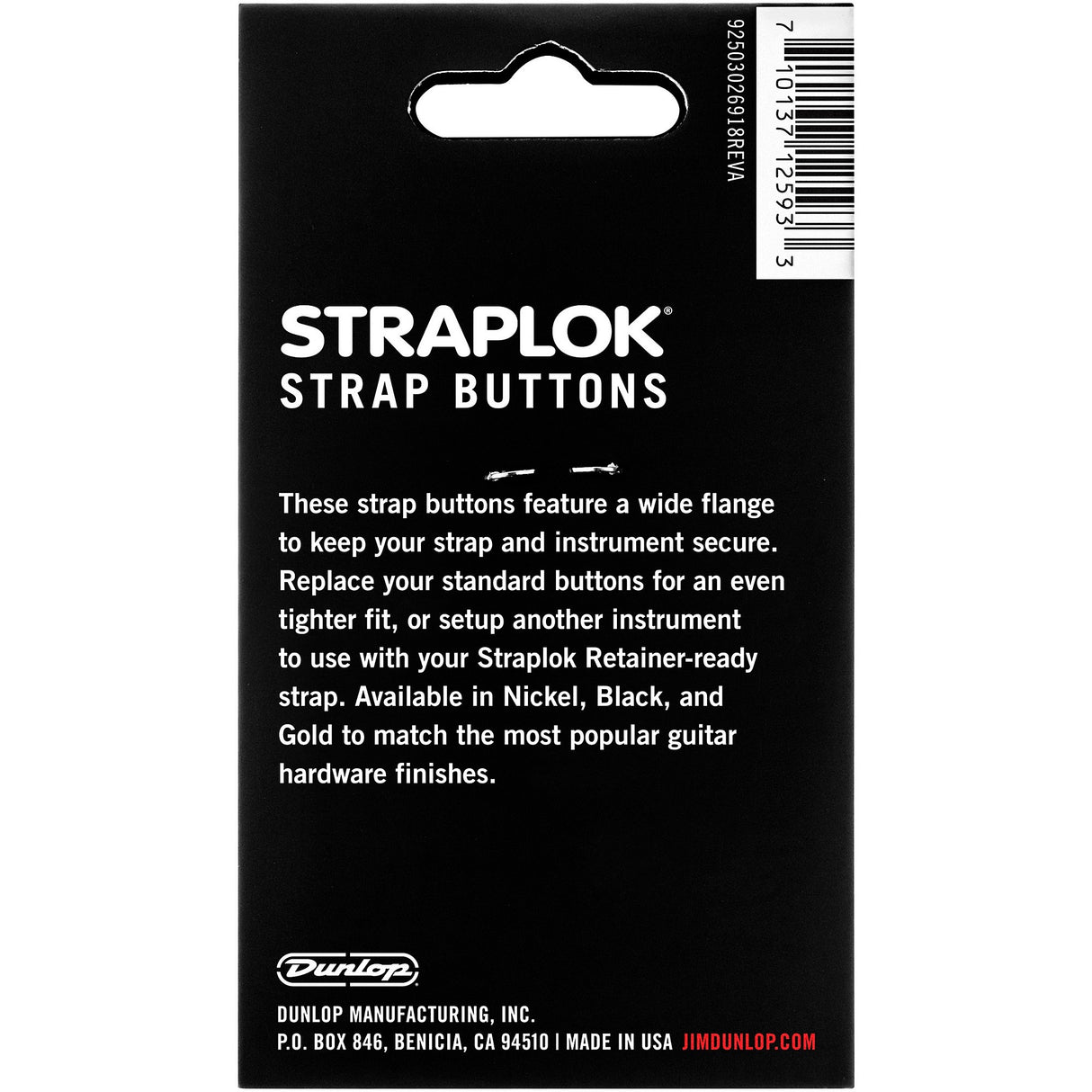 Dunlop Straplok® Dual Design Strap Button Set - Gold