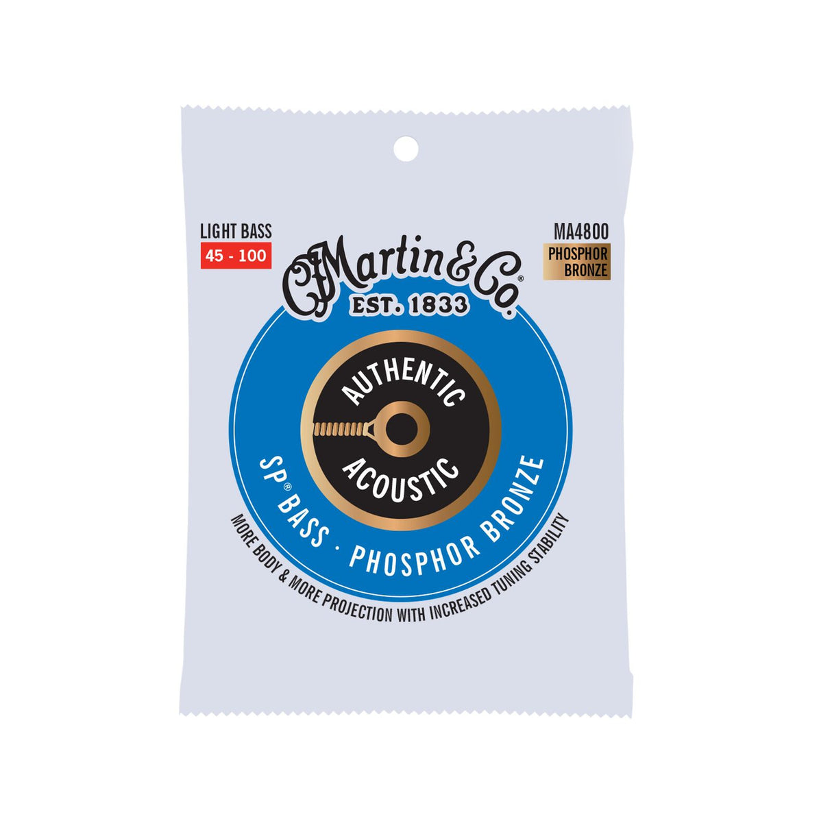 Martin MA4800 Authentic Acoustic Superior Performance SP Bass Guitar Strings - .045-.100 Light