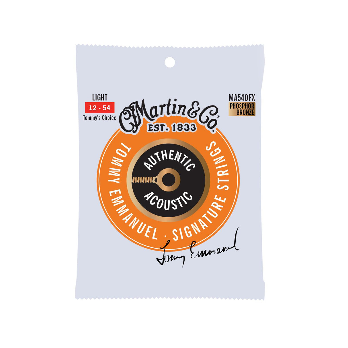 Martin Authentic Acoustic Flexible Core Guitar Strings Phosphor Bronze .012 - .054 Light Tommy's Choice