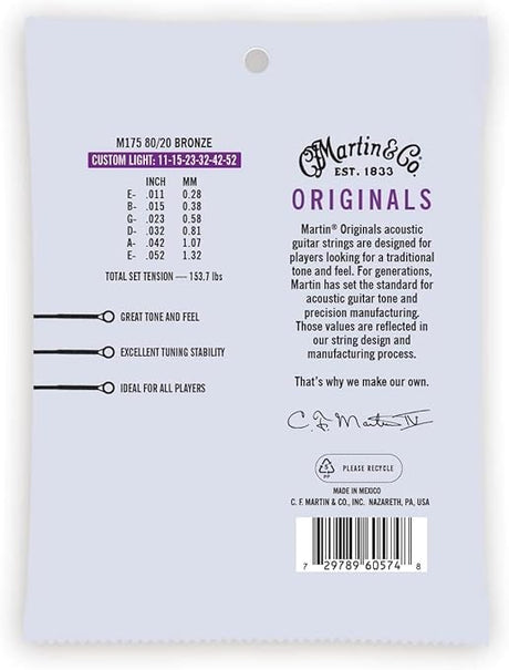 Martin M140 Original Acoustic 80/20 Bronze Guitar Strings - .012-.054 Light