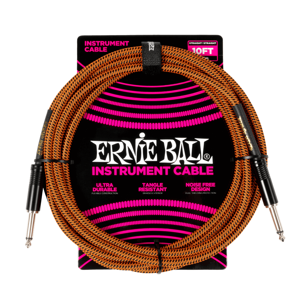 Ernie Ball Braided Instrument Cable Straight/Straight 10ft - Red/Black