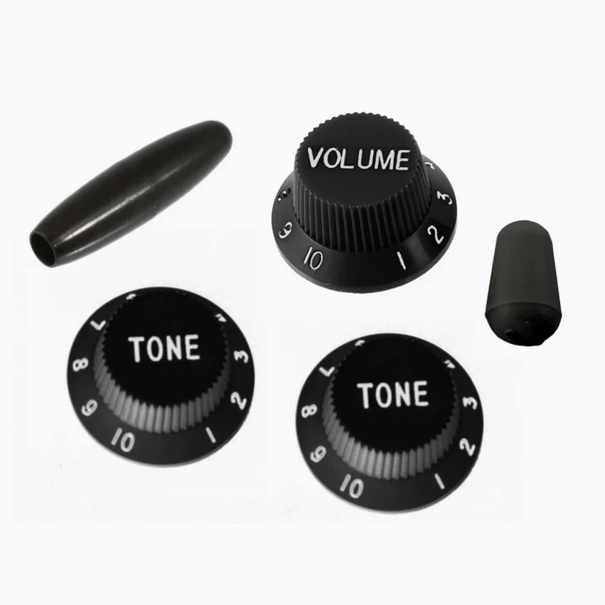 Allparts Complete Black Knob Set for Stratocaster - PK-0178-023
