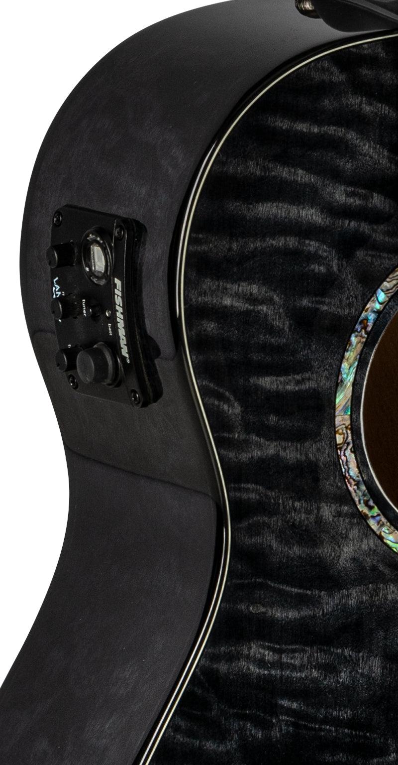 Lanikai Quilted Maple Black Stain Baritone A/E Ukulele