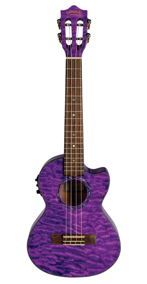 Lanikai Quilted Maple Purple Stain Tenor A/E Ukulele