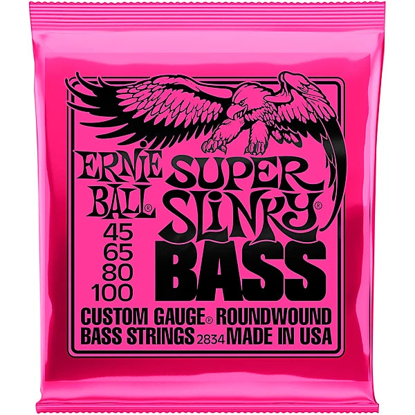 Ernie Ball Super Slinky Nickel Wound Bass Strings 45-100 Gauge