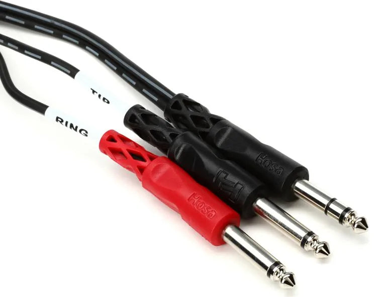 Hosa STP-203 Insert Cable - 1/4 inch TRS Male to Dual 1/4 inch TS Male - 9 foot