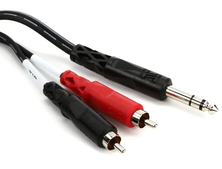 Hosa TRS-202 Insert Cable - 1/4 inch TRS Male to Dual RCA Male - 6 foot