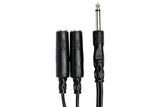 Hosa YPP-111 Y Cable, 1/4 in TS to Dual 1/4 in TSF