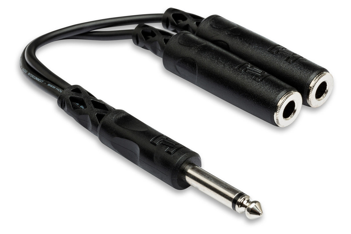 Hosa YPP-111 Y Cable, 1/4 in TS to Dual 1/4 in TSF