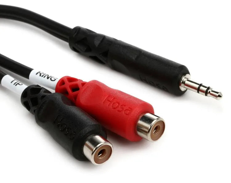 Hosa YRA-154 Stereo Breakout Cable - 3.5mm TRS Male to Left and Right RCA Female