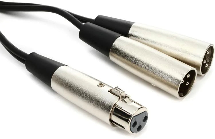 Hosa YXM-121 Y Cable - XLR Female to Dual XLR Male - 6 inch