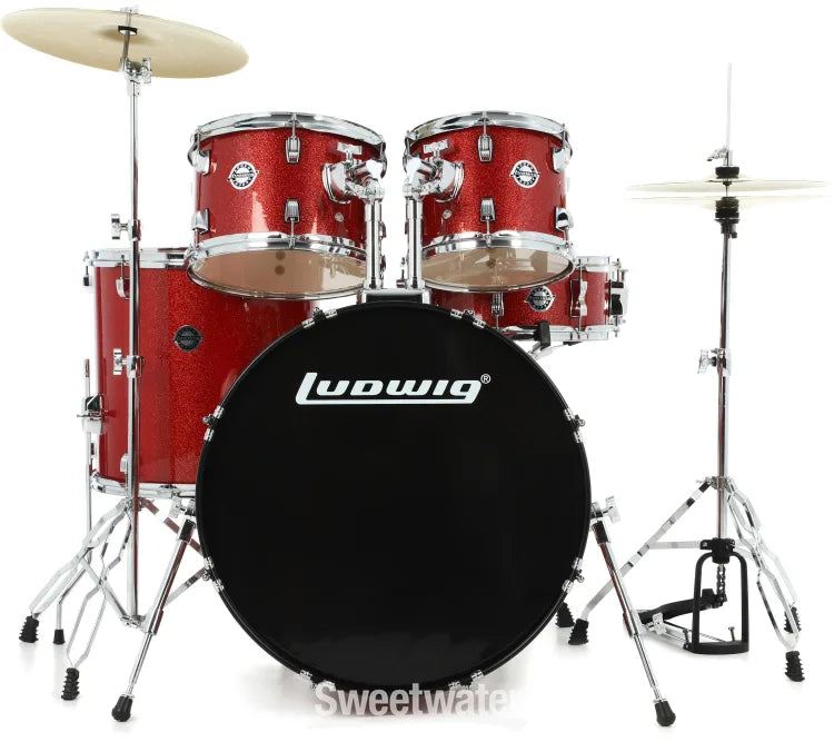 Ludwig Accent 5-piece Complete Drum Set - Red Sparkle