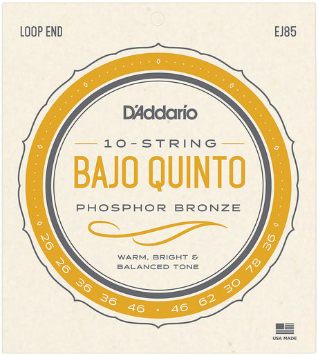 D'addario EJ85 Bajo Quinto 10-String Phosphor Bronze
