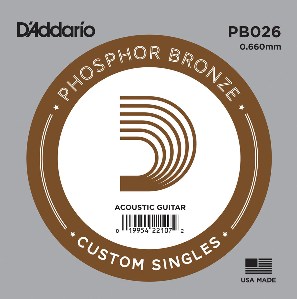 D'Addario .026 Phosphor Bronze Single Acoustic String