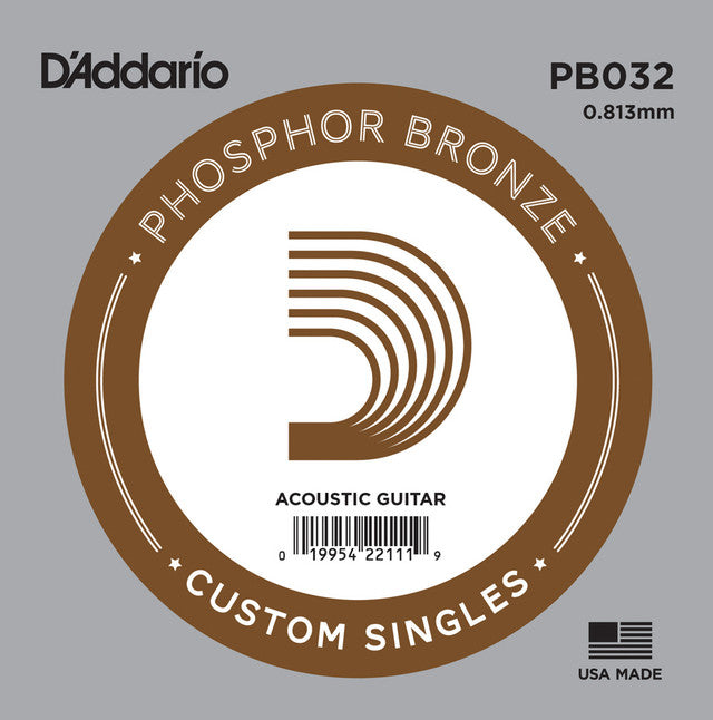 D'Addario .032 Phosphor Bronze Single Acoustic Guitar String