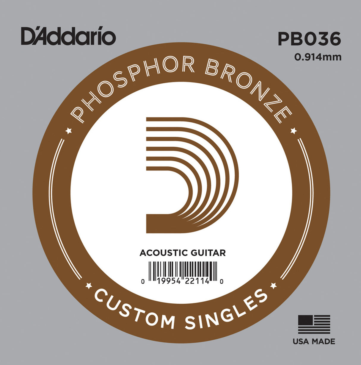 D'Addario .036 Phosphor Bronze Single Acoustic Guitar String