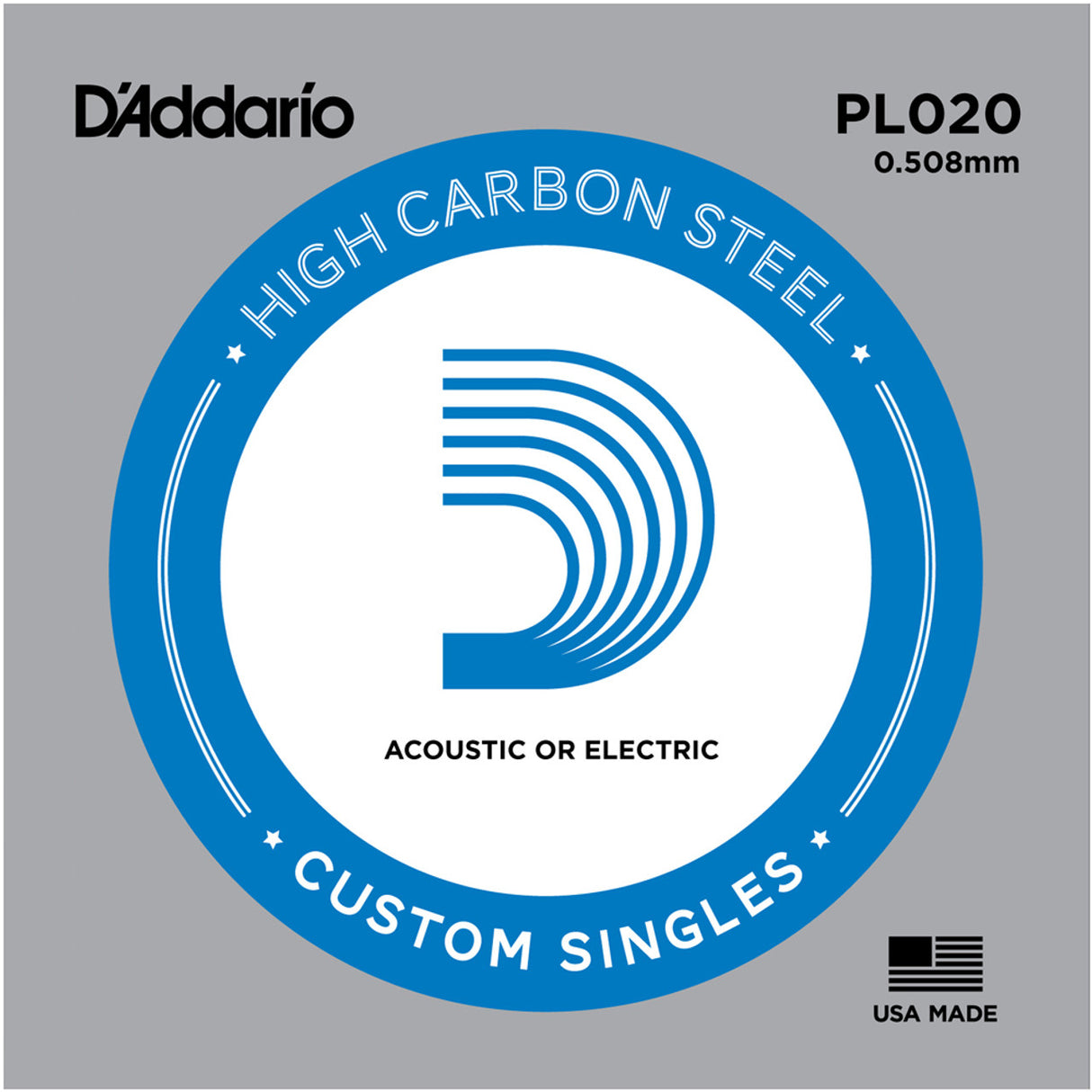 D'Addario .020 Plain Steel Single String