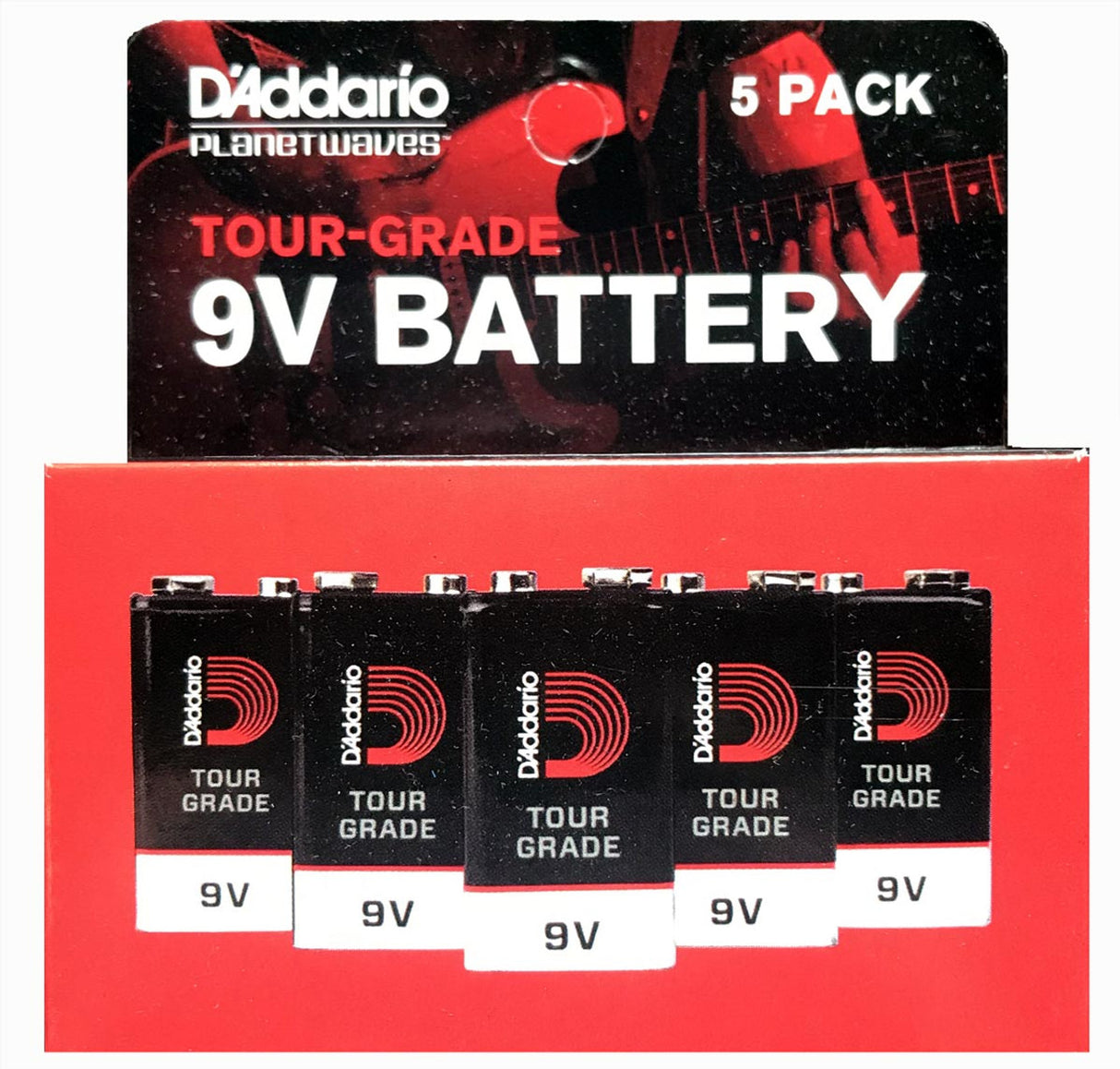 D'Addario Tour-Grade 9V Battery 5-Pack