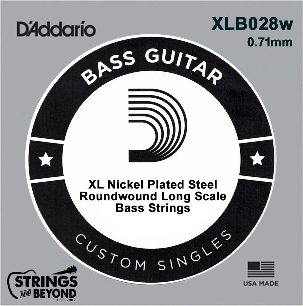 D'Addario XL Long Scale Nickel Wound Single Electric Bass String .028